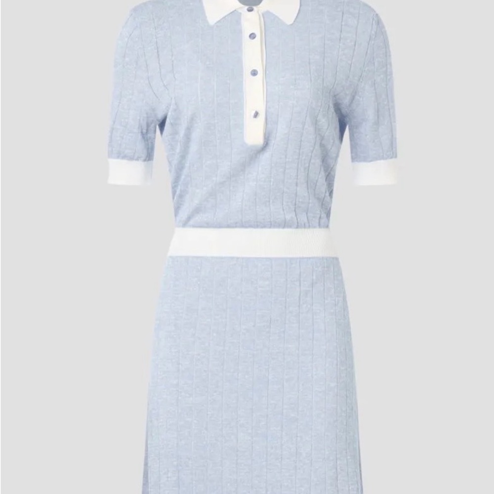 Light Blue  Boss Knit Dress with White Accents